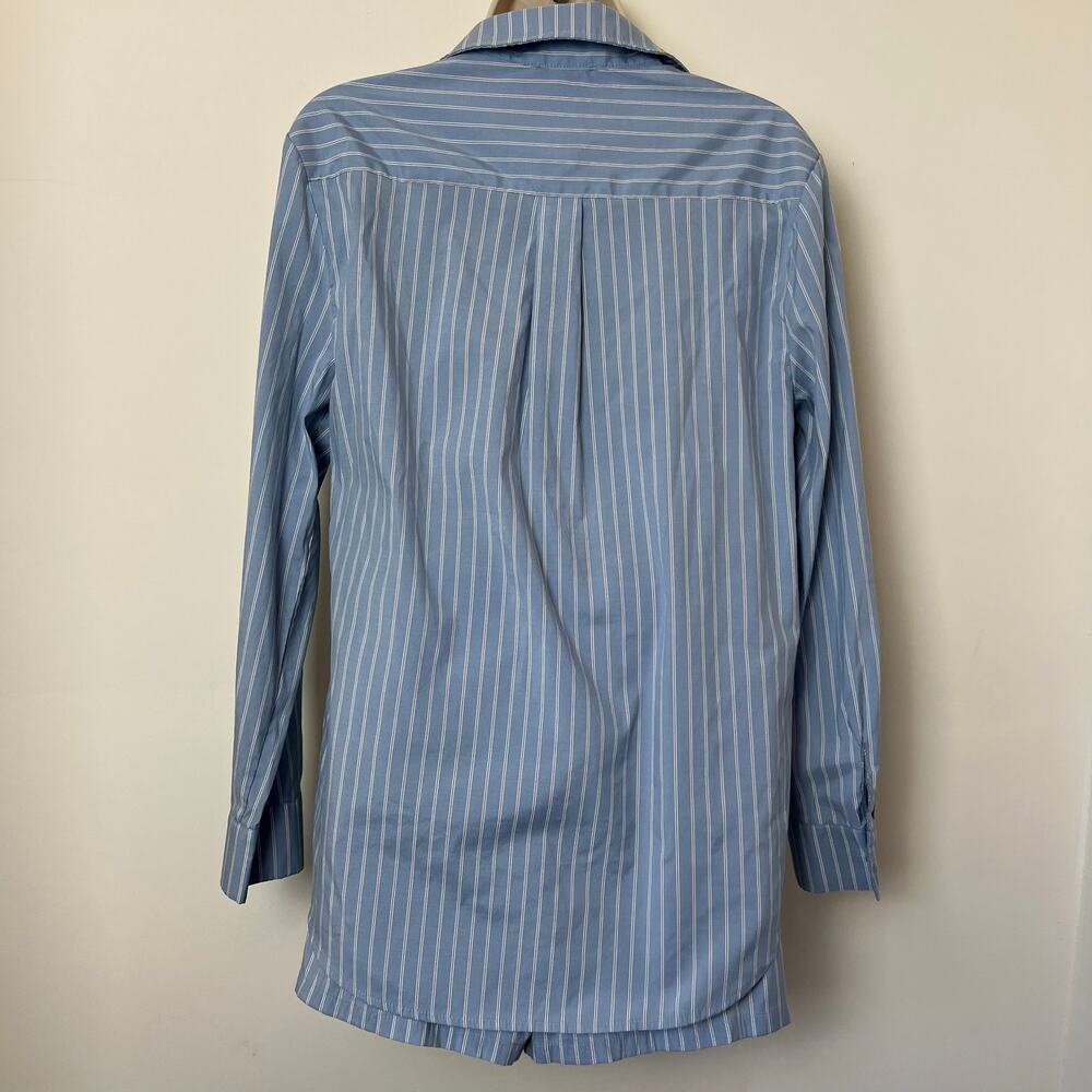 Sincerely Jules Blue Vertical Striped Long Sleeve Shorts Loungewear Set Medium - Picture 5 of 7